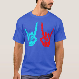 Camiseta Manos de esqueleto signo de rock amantes de la mús