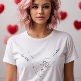 Camiseta Manos de mano Pareja de Nombres Personalizados