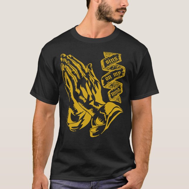 Camiseta Manos De Oración En Mi Mente Letra Cristiana Captu (Anverso)