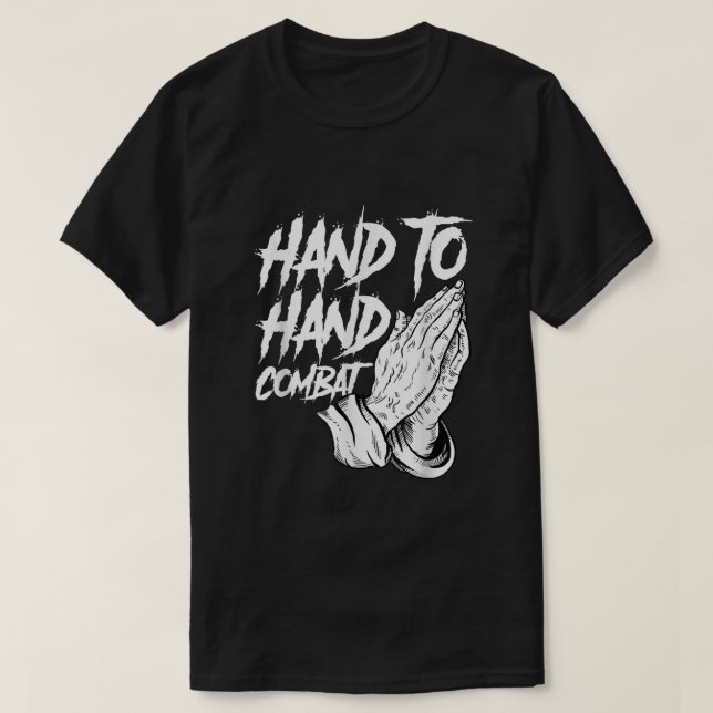 Camiseta Manos De Oración Mano Cristiana A Mano De Combate (Diseño del anverso)