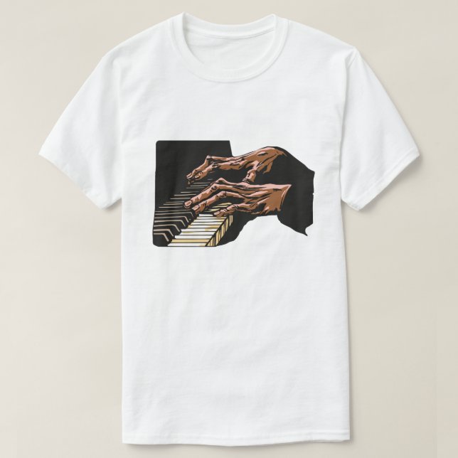 Camiseta Manos de Pianista Tocando el Piano –  (Diseño del anverso)
