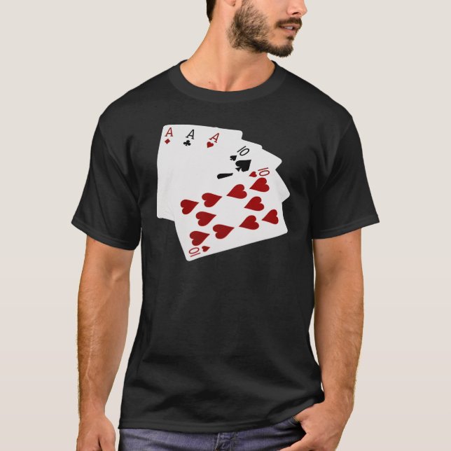 Camiseta Manos de póquer - Casa completa - As y Diez (Anverso)