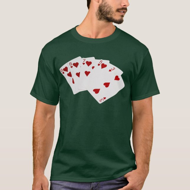 Camiseta Manos de Póquer - Flush - Corazón (Anverso)