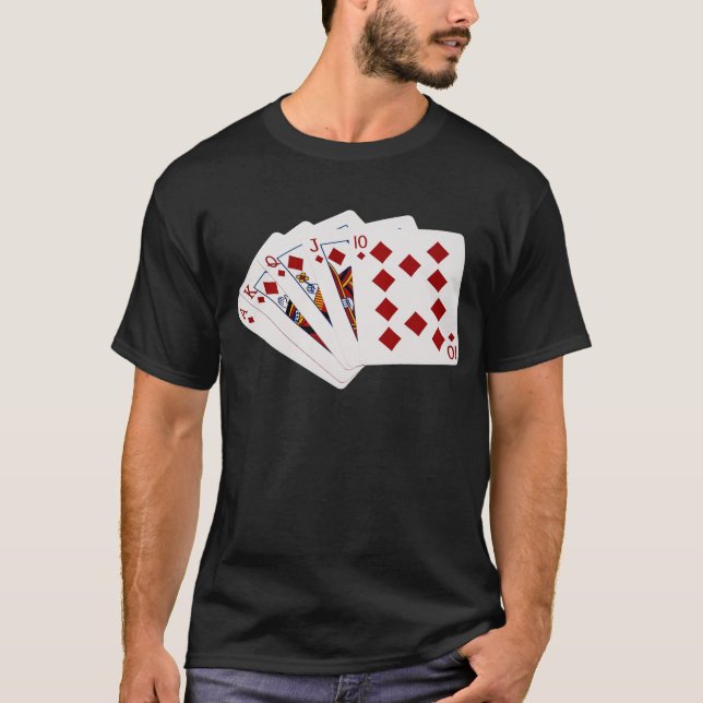 Camiseta Manos de Póquer - Flush real - Demanda de diamante (Anverso)