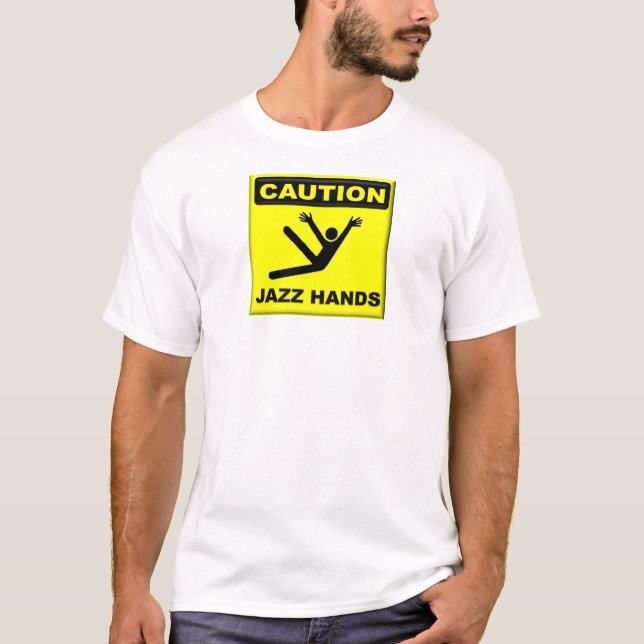 Camiseta Manos del jazz de la precaución (Anverso)