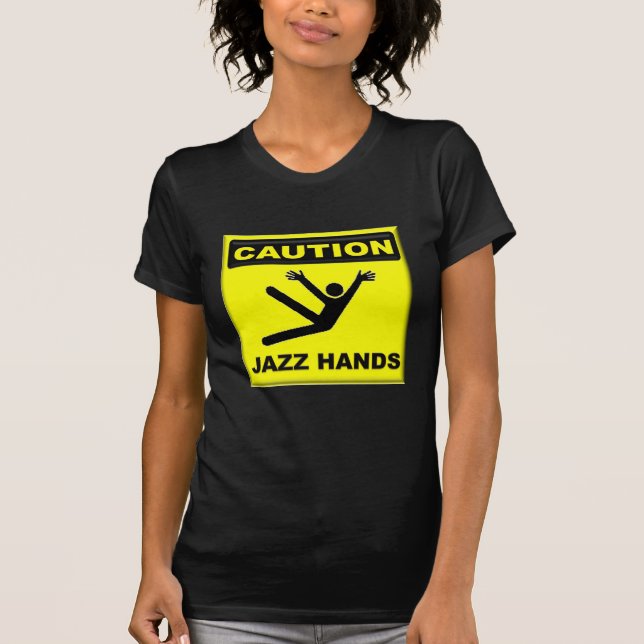 Camiseta Manos del jazz de la precaución (Anverso)