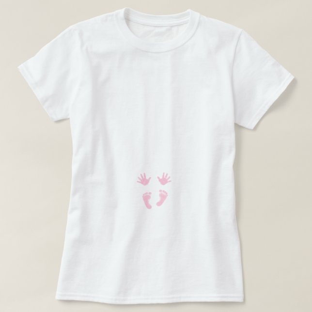 Camiseta Manos del rosa del chica de recién nacido y pies (Diseño del anverso)