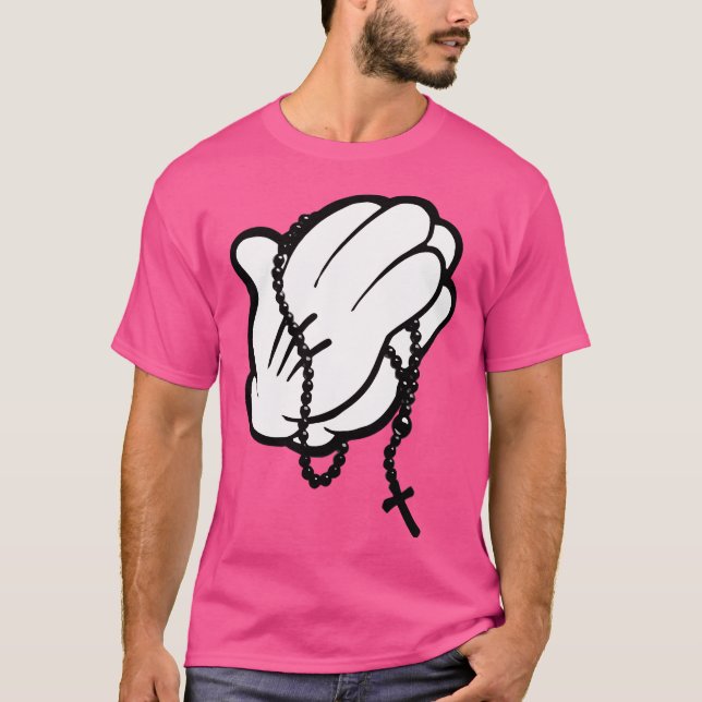 Camiseta Manos divertidas de rezar (Anverso)