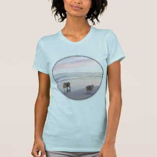 Camiseta Manos en la pintura de perro en la costa