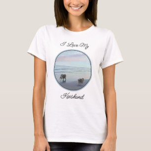 Camiseta Manos en la pintura de perro en la costa