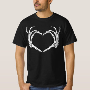 Camiseta Manos esqueléticas del corazón, arte de amor gótic