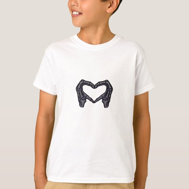 Camiseta Manos esqueléticas formando un corazón (Anverso)