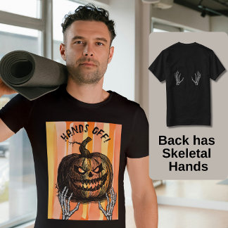 Camiseta Manos Esqueléticas Siniestras y Jack-o-lantern Sin