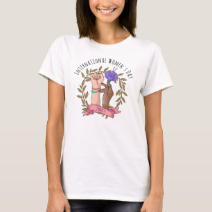 Camiseta Manos Feministas Sosteniendo Flores Día de la Muje
