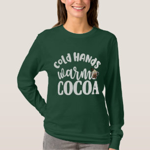 Camiseta manos frías de invierno chocolate caliente chocola