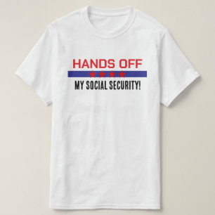 Camiseta Manos fuera de mi seguridad social azul blanco roj