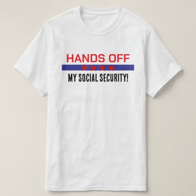Camiseta Manos fuera de mi seguridad social azul blanco roj (Diseño del anverso)
