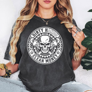 Camiseta Manos sucias limpian dinero Logotipo de mecánico d