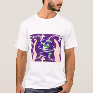 Camiseta Manos y mariposas alrededor del mundo en morado