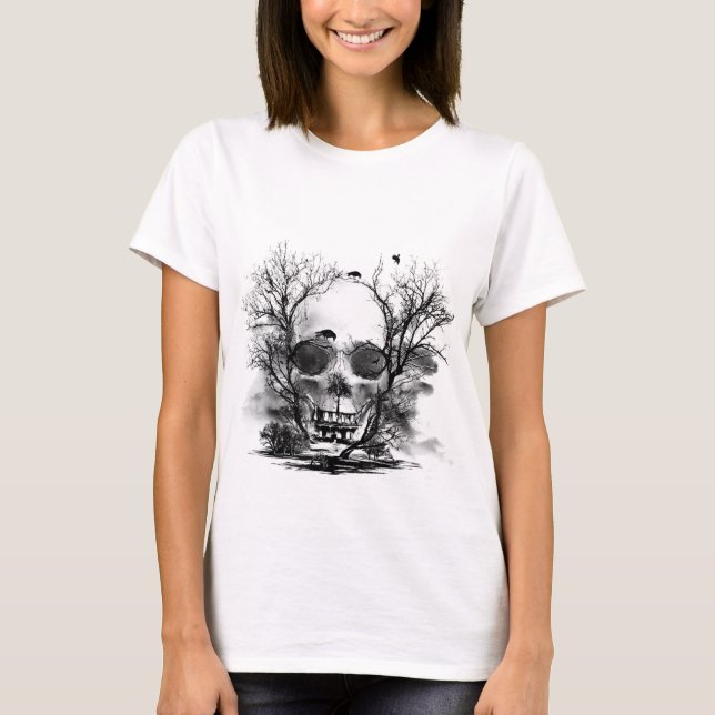 Camiseta MANSIÓN DE SKULL - casa embrujada - horror - Hallo (Anverso)