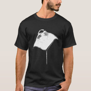 Camiseta Manta Ray Art Sketch Clothes Scuba Diver Manta Ray
