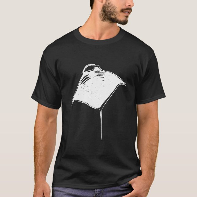 Camiseta Manta Ray Art Sketch Clothes Scuba Diver Manta Ray (Anverso)