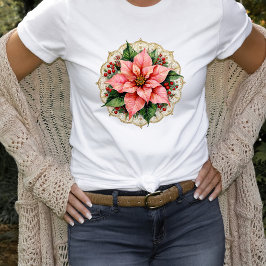 Camiseta Mantel de encaje de flor de Nochebuena vintage
