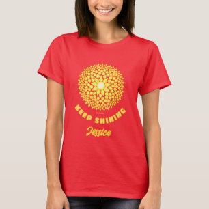 Camiseta Mantén brillando fuerte sol geométrico mandala roj