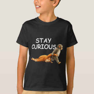 Camiseta Mantén curioso mono lindo leyendo libro puñetazo m