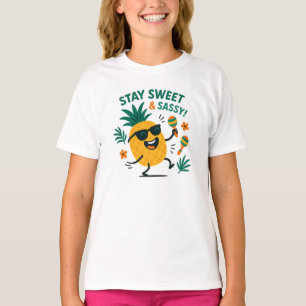 Camiseta Mantén Dulce y Sassy Gráfico de Piña Divertido