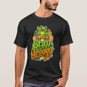 Camiseta Mantén Groovy Arte Floral de Sapo Retro Hongo