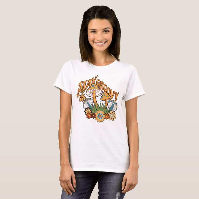 Camiseta Mantén Groovy Retro Champiñón (Anverso completo)