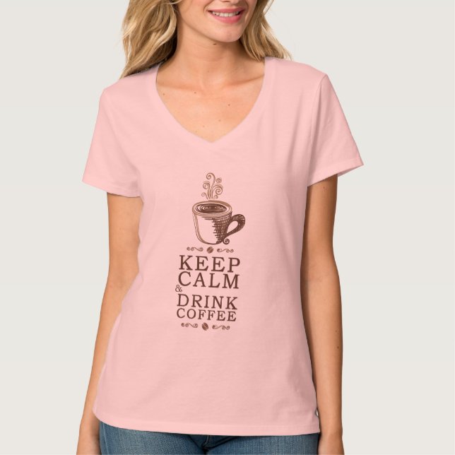 Camiseta Mantén la Calma Bebe Café (Anverso)