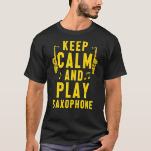 Camiseta Mantén la calma jugando música saxofón Jazz Band S