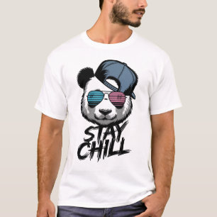 Camiseta Mantén la Calma Panda Genial con Gafas de Sol