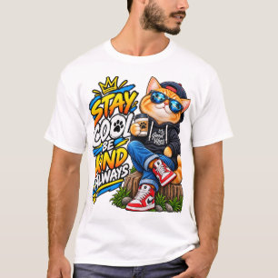 Camiseta Mantén la Calma Sé Amable Siempre – Gato Genial Bu