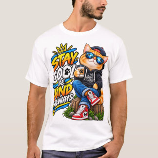 Camiseta Mantén la Calma Sé Amable Siempre – Gato Genial Bu