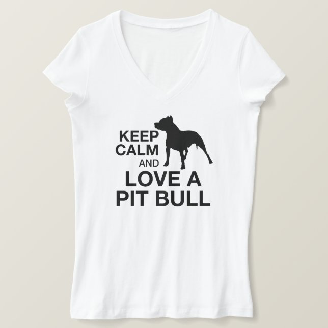 Camiseta Mantén La Calma Y Amas Un Pit Bull Vertical PINK (Anverso del diseño)