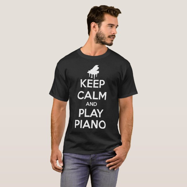 Camiseta Mantén la calma y juega música de piano en camiset (Anverso completo)