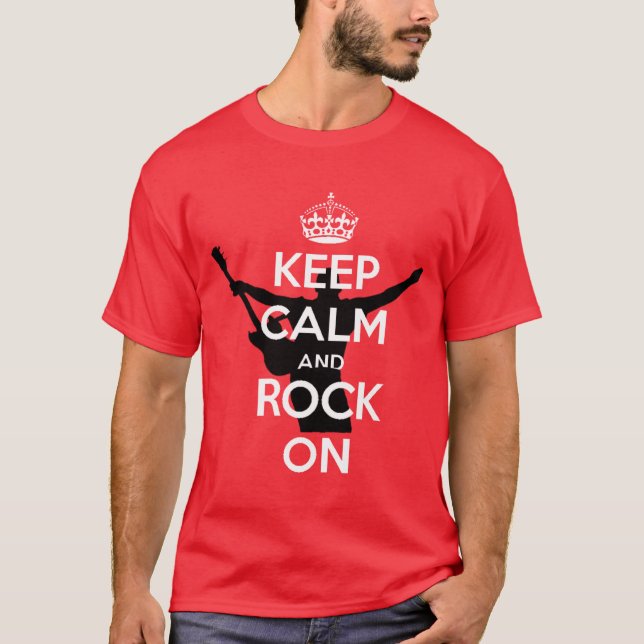 CAMISETA MANTÉN LA CALMA Y ROCKEA (Anverso)