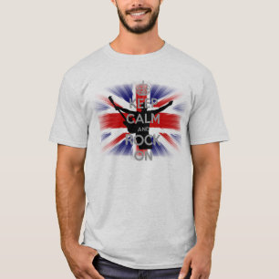 Camiseta mantén la calma y rockea bandera del Reino Unido T