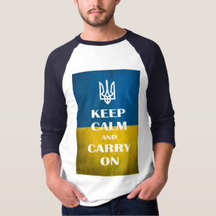 Camiseta Mantén la calma y sigue adelante emblema ucraniano