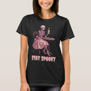 Camiseta Mantén la Coqueta Espeluznante Café Chica Esquelet