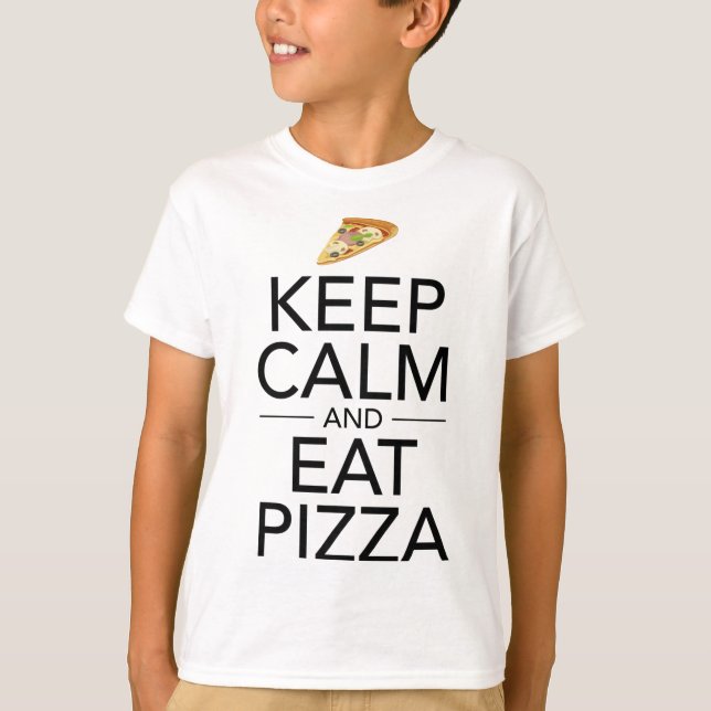 Camiseta Mantén La Tranquilidad Y Comed Pizza Graciosa Aman (Anverso)
