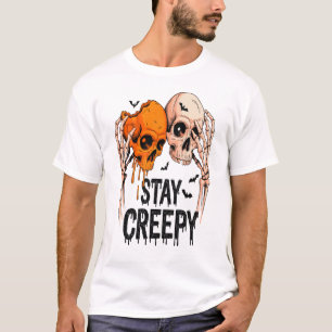 Camiseta Mantén PNG espeluznante, Halloween de cráneo retro