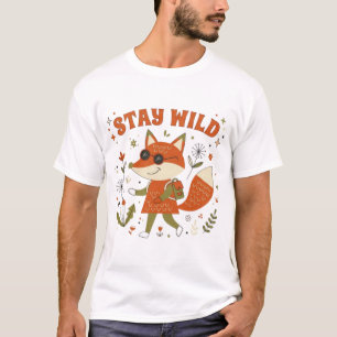 Camiseta Mantén Salvaje Zorro Retro Gráfica Animal Vintag