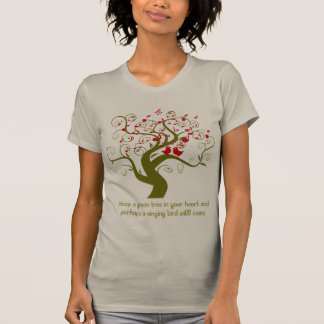 Camiseta Mantén Un Árbol Verde En Tus Aves Rojas Del Corazó