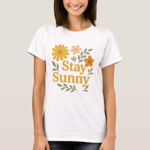 Camiseta Mantén vibras positivas florales retro Soleado