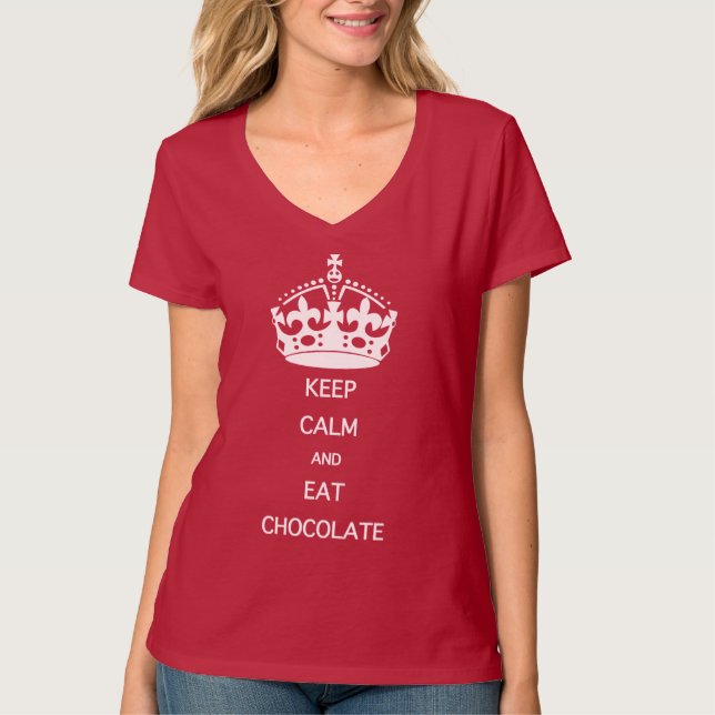 CAMISETA MANTENER CALMA COMER CHOCOLATE (Anverso)