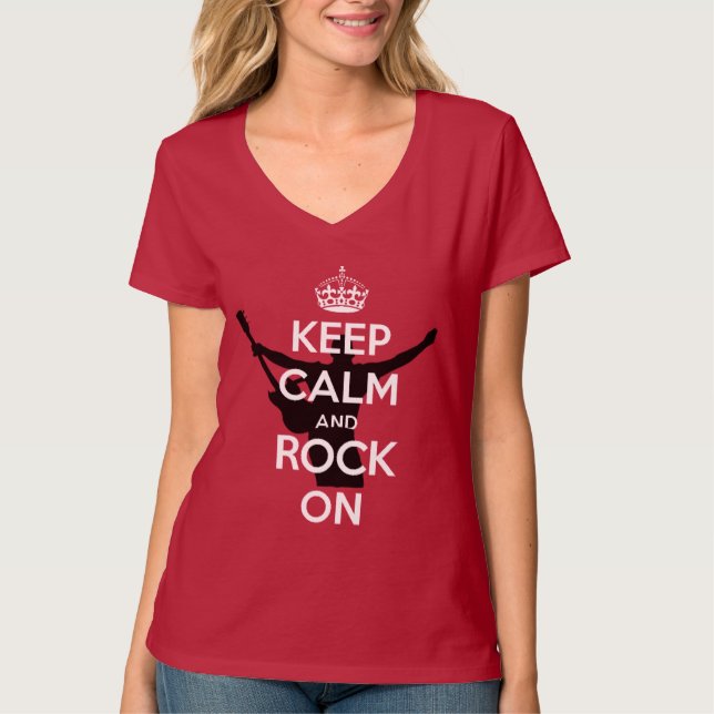 CAMISETA MANTENER CALMA Y ROCK EN (Anverso)